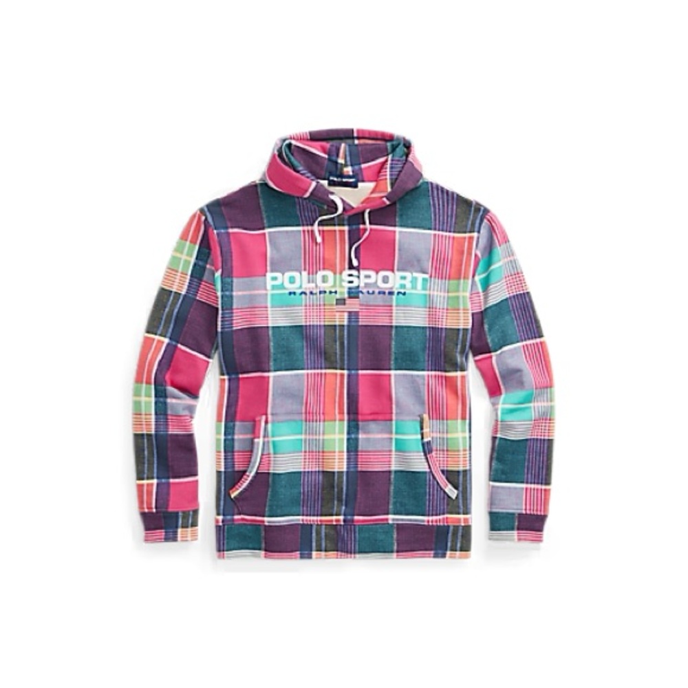 Polo Ralph Lauren Men's Sport Fleece Madras Print Pullover Hoodie